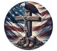Bandera Americana Monumento de Guerra Puzzle de 1000 Piezas Papel para Adultos Águila Cruz Puzzle para Familia Regalo 1000pcs (67.5x67.5cm)