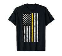 Bandera americana negra patriótica de línea dorada fina envejecida Camiseta