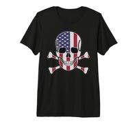 Bandera Americana Skull & Crossbones Camiseta Premium