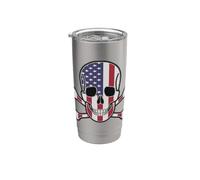 Bandera americana Skull & Crossbones Vaso térmico de acero inoxidable de doble pared