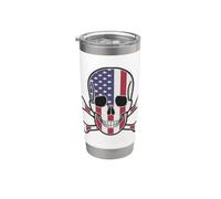 Bandera americana Skull & Crossbones Vaso térmico de acero inoxidable de doble pared