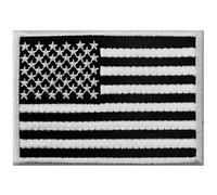 Bandera americana táctica Broche Bordado de Gancho y Parche de Gancho y bucle de cierre, Blanco y negro
