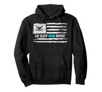 Bandera Americana Vintage Eat Sleep Swim Repeat Swimming Swimmer Sudadera con Capucha