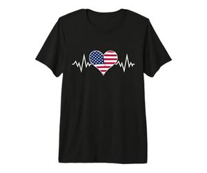 Bandera Americana Vintage Heart Beat USA Pulse Line Camiseta Premium