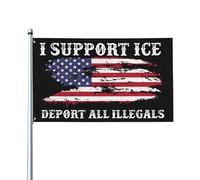 Bandera "Apoyo a Ice" de 90 x 150 cm, "Deportarlos a todos los ilegales", con ojales para exteriores, letrero de jardín, decoración exterior ZY17
