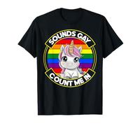 Bandera Arco Iris LGBT Orgullo Gay Suena Gay Cuente Me En Unicornio Camiseta