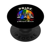 Bandera arcoíris de Pride of Minneapolis City Minnesota Cats PopSockets PopGrip Adhesivo