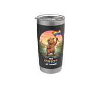 Bandera arcoíris LGBTQ de We Pride At Dawn Capybara Vaso térmico de acero inoxidable de doble pared