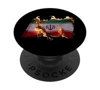 Bandera ardiente de protesta de Solidaridad con Irán Libre PopSockets PopGrip Adhesivo