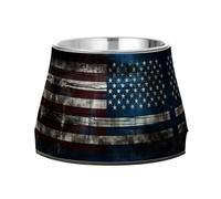 Bandera Azul Negra De La Guerra Americana Cuencos Antideslizantes de Acero Inoxidable para Perros Comederos Agua Apilables para Cachorros