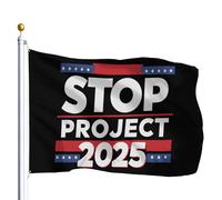 Bandera Balcón Detengan el Proyecto 2025 (Divertido) Bandera Carnaval 3x5 | FT Colores Vivos Flag Doble Cara Pabellón Naval Desfiles Al Aire Libre Calle