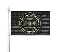 Bandera Balcón Veteran del 5.º Grupo de Fuerzas Especiales Flag 90X150cm | Resistentes a Rayos UVA Banderines Pancarta Poliester Bandera para Balcón Eventos Decoración de Vietnam