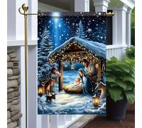 Bandera Belén Navideño: Niño Jesús, María Y José. Bandera De Jardín Decorativa Doble Cara 30X45Cm Banderas Para Casa Playa