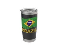 Bandera brasileña de Brasil patriótica envejecida para hombres, mujeres y niños Vaso térmico de acero inoxidable de doble pared
