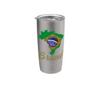Bandera brasileña de Brasil patriótica para hombres, mujeres y niños Vaso térmico de acero inoxidable de doble pared