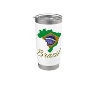 Bandera brasileña de Brasil patriótica para hombres, mujeres y niños Vaso térmico de acero inoxidable de doble pared