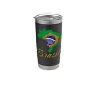 Bandera brasileña de Brasil patriótica para hombres, mujeres y niños Vaso térmico de acero inoxidable de doble pared