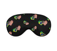Bandera brasileña y bandera americana Máscara para dormir con los ojos vendados Cubierta linda para sombra de ojos con correa ajustable para mujeres Hombres Noche
