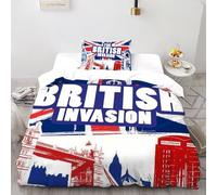 Bandera británica Hito Gloria Juego De Ropa De Cama Impresión 3D Microfibra Suave con Cremallera Oculta para Niños,Niñas,Adolescentes Ajuste Single（135x200cm）