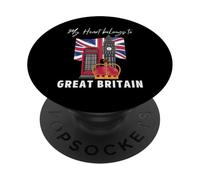 Bandera británica Vintage de My Heart Belongs to Great Britain PopSockets PopGrip Adhesivo