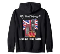 Bandera británica Vintage de My Heart Belongs to Great Britain Sudadera con Capucha