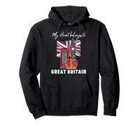 Bandera británica Vintage de My Heart Belongs to Great Britain Sudadera con Capucha