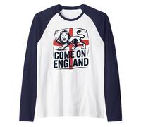 Bandera clásica con el Eslogan del país «Cheer Til I Die Come on England» Camiseta Manga Raglan