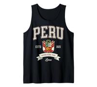 Bandera Colegiata Vintage República de Perú Lima ESTD 1821 Camiseta sin Mangas