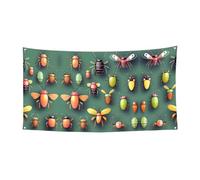 Bandera colgante decorativa de 70 x 35 pulgadas, festival interior y exterior, fiesta de Navidad, cumpleaños, pancarta de fiesta de Atlas de insectos