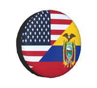 Bandera combinada de EE. UU. y Ecuador Cubierta de Rueda con cordón Bolsas de Almacenamiento de neumáticos, para Autocaravanas, remolques, camionetas, 17in