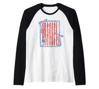 Bandera con Lazo de Sweet Land of Liberty Patriotic Coquette, EE. UU. Camiseta Manga Raglan