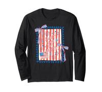 Bandera con Lazo de Sweet Land of Liberty Patriotic Coquette, EE. UU. Manga Larga