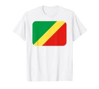 Bandera Congo Brazzaville Camiseta gráfica económica, Hombre, Blanco, S