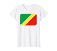 Bandera Congo Brazzaville Camiseta gráfica económica, Mujer, Blanco, S
