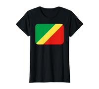Bandera Congo Brazzaville Camiseta gráfica económica, Mujer, Negro, S