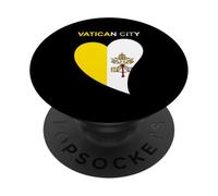Bandera corazón de la Ciudad del Vaticano PopSockets PopGrip Adhesivo