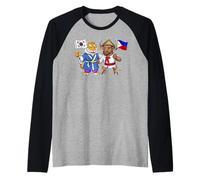 Bandera Corea del Sur Filipinas Raíces Coreano-Filipinas Camiseta Manga Raglan