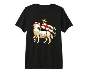 Bandera Cruzada de Cordero himnario de Soldados Cristianos hacia adelante Camiseta Premium