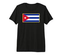 Bandera Cubana de Cuba en Rojo con Borde Amarillo Camiseta Premium
