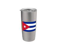 Bandera cubana de Cuba en rojo con borde amarillo Vaso térmico de acero inoxidable de doble pared