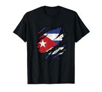 Bandera Cubana Diseño Rasgado Patriotismo Camiseta