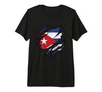 Bandera Cubana Diseño Rasgado Patriotismo Camiseta Premium