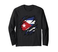 Bandera Cubana Diseño Rasgado Patriotismo Manga Larga