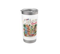 Bandera Cubana Herencia de Cuba Orgullo Latino Vaso térmico de acero inoxidable de doble pared