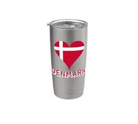 Bandera danesa patriótica danesa para hombres, mujeres y niños, corazón de Dinamarca Vaso térmico de acero inoxidable de doble pared