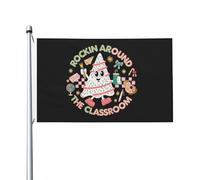 Bandera de 3x5 pies, banderas vintage de doble cara para exteriores, para el hogar, jardín y patio, tapiz Rockin Around The Classroom para el aula.