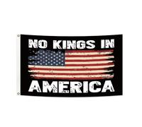 Bandera de 3x5 pies con el lema "No Kings In America" (No hay reyes en América) para exteriores, ideal para jardín o patio.