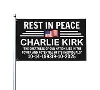 Bandera de 3x5 pies "Descansa en paz Charlie Kirk" (Un solo lado) para jardín o decoración exterior.