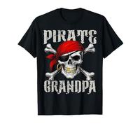 Bandera de Abuelo Pirata Jolly Roger y Huesos Cruzados de Calavera para Halloween Camiseta