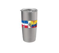 Bandera de ADN de la herencia hispana dominicana y ecuatoriana orgullosa Vaso térmico de acero inoxidable de doble pared